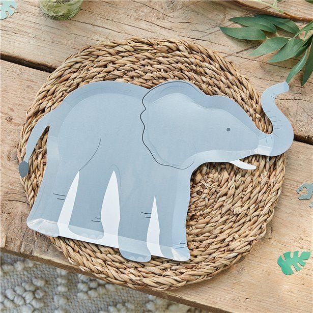Let's Go Wild Elephant Paper Plate - 30cm (8pk)