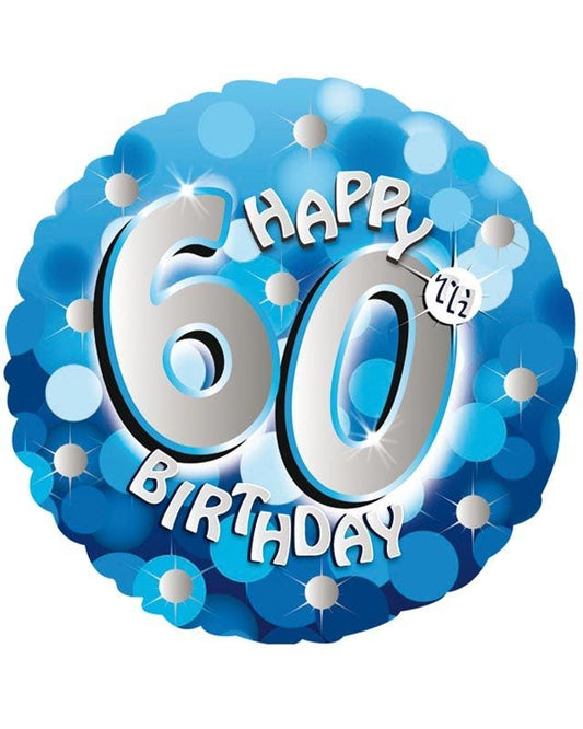 Blue Sparkle 'Happy 60th Birthday' Balloon - 18" Foil