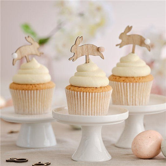 Hey Bunny Wooden Cupcake Toppers (6pk)