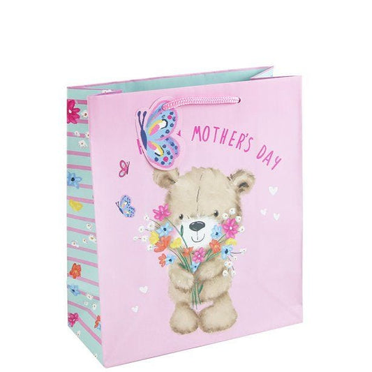 Mother's Day Cute Bear & Flowers Medium Gift Bag